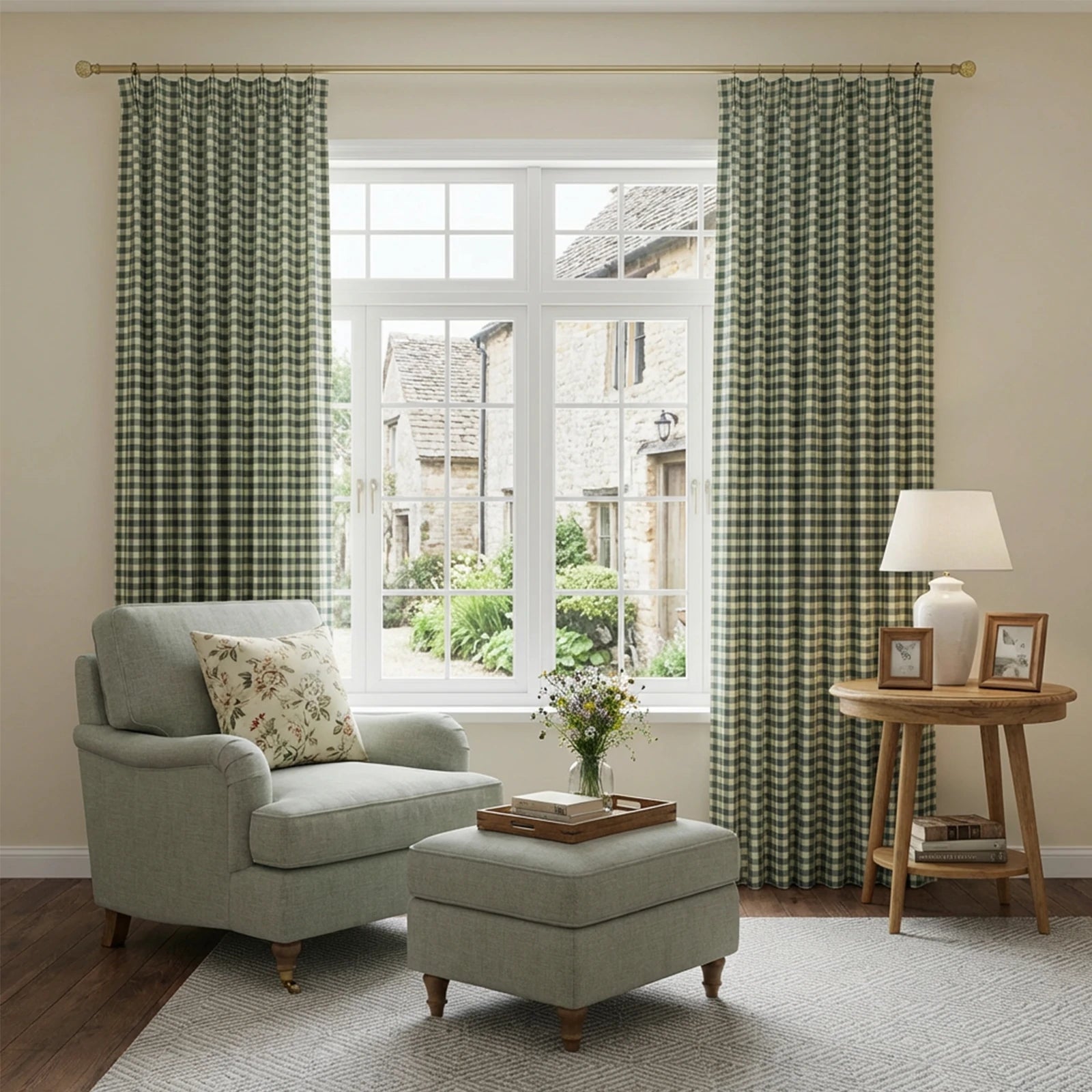 Simon Plaid Linen Textured Curtains