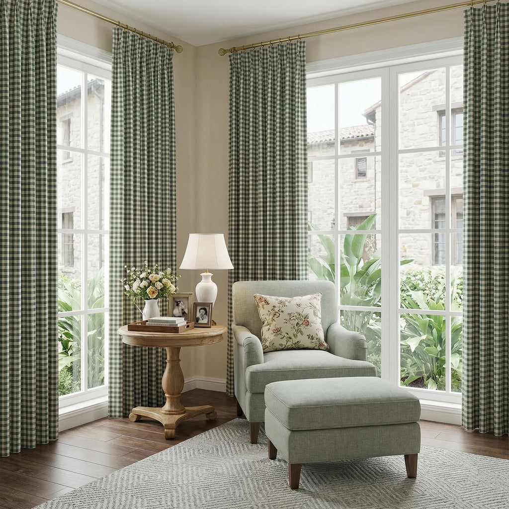 Simon Plaid Linen Textured Curtains