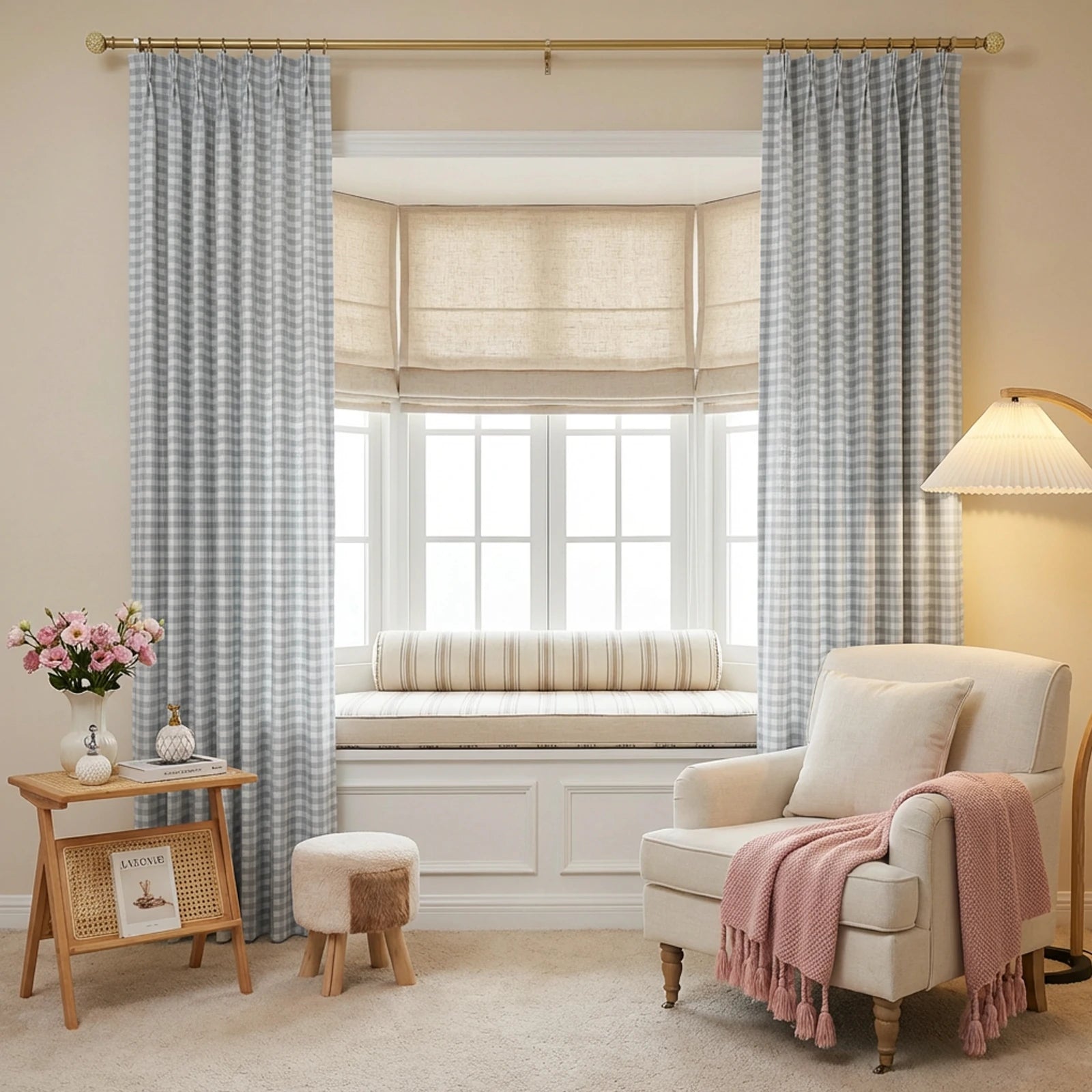 Simon Plaid Linen Textured Curtains