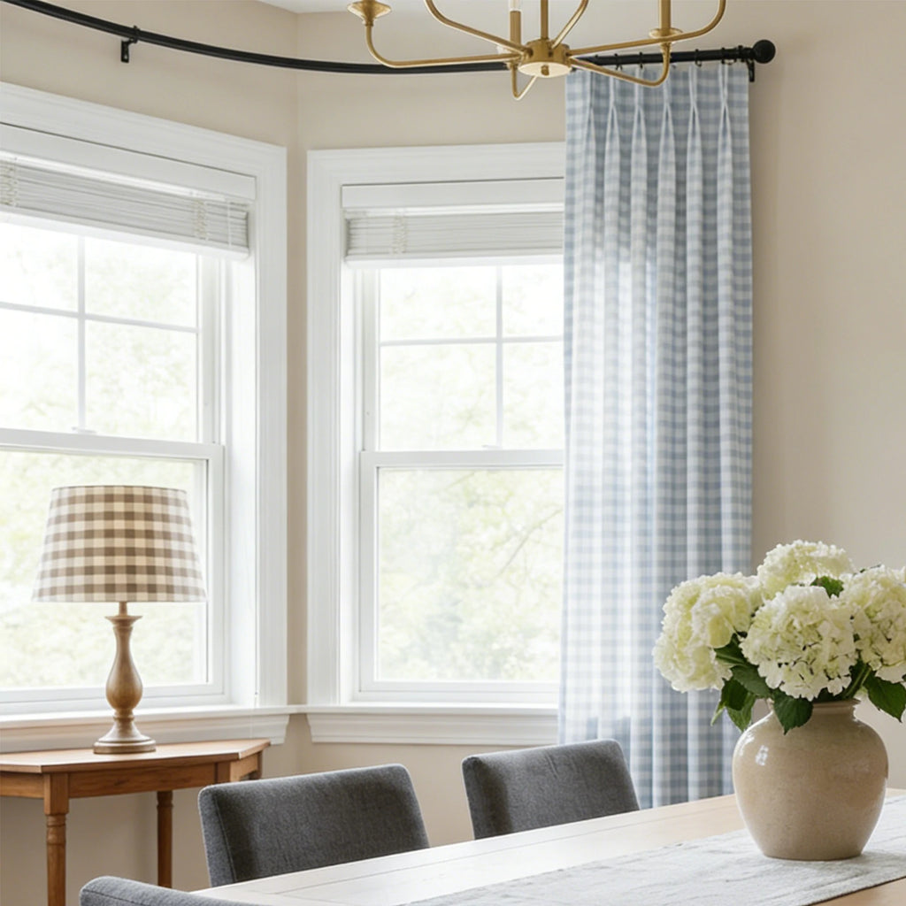 Simon Plaid Linen Textured Curtains