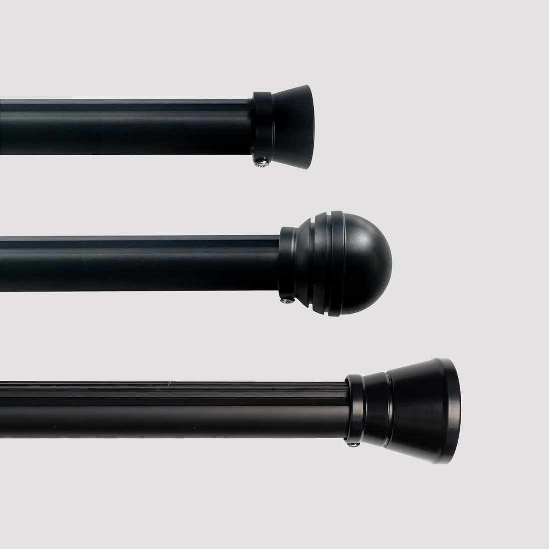 Three types of custom curtain rod finials