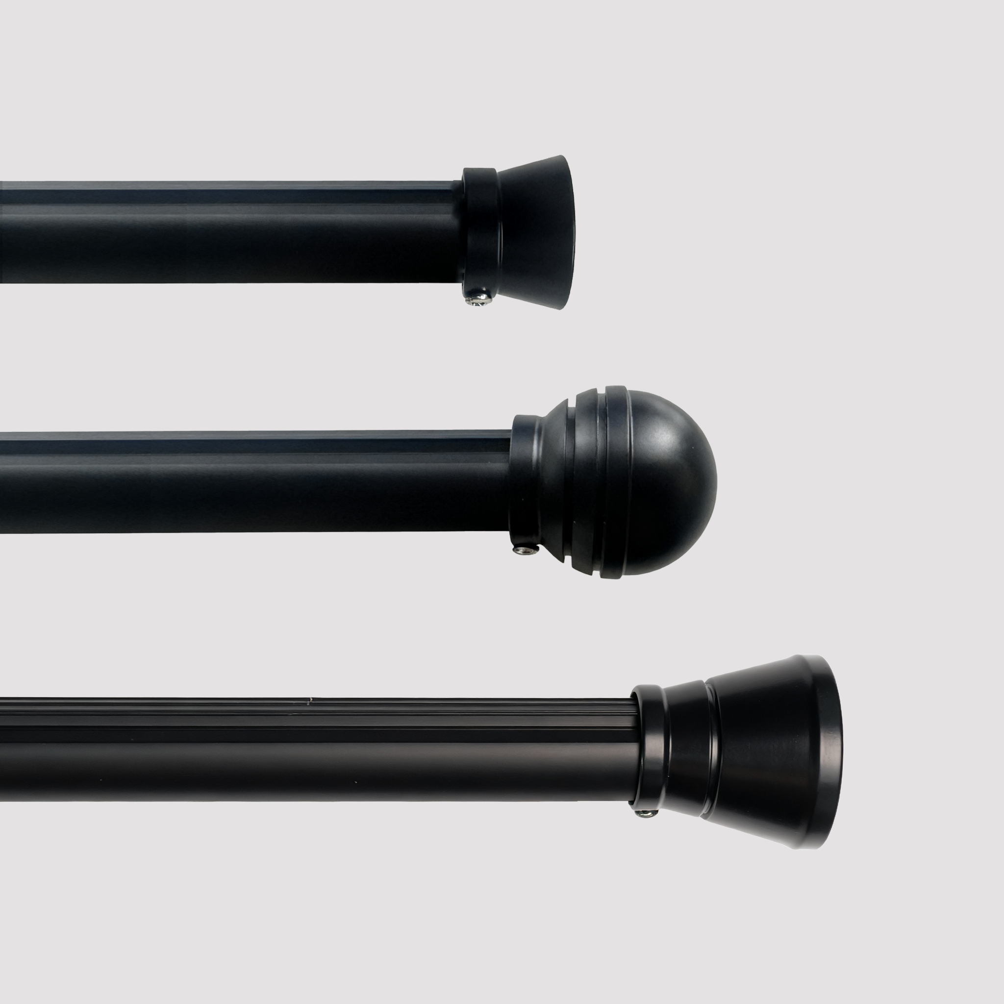 Three types of custom curtain rod finials