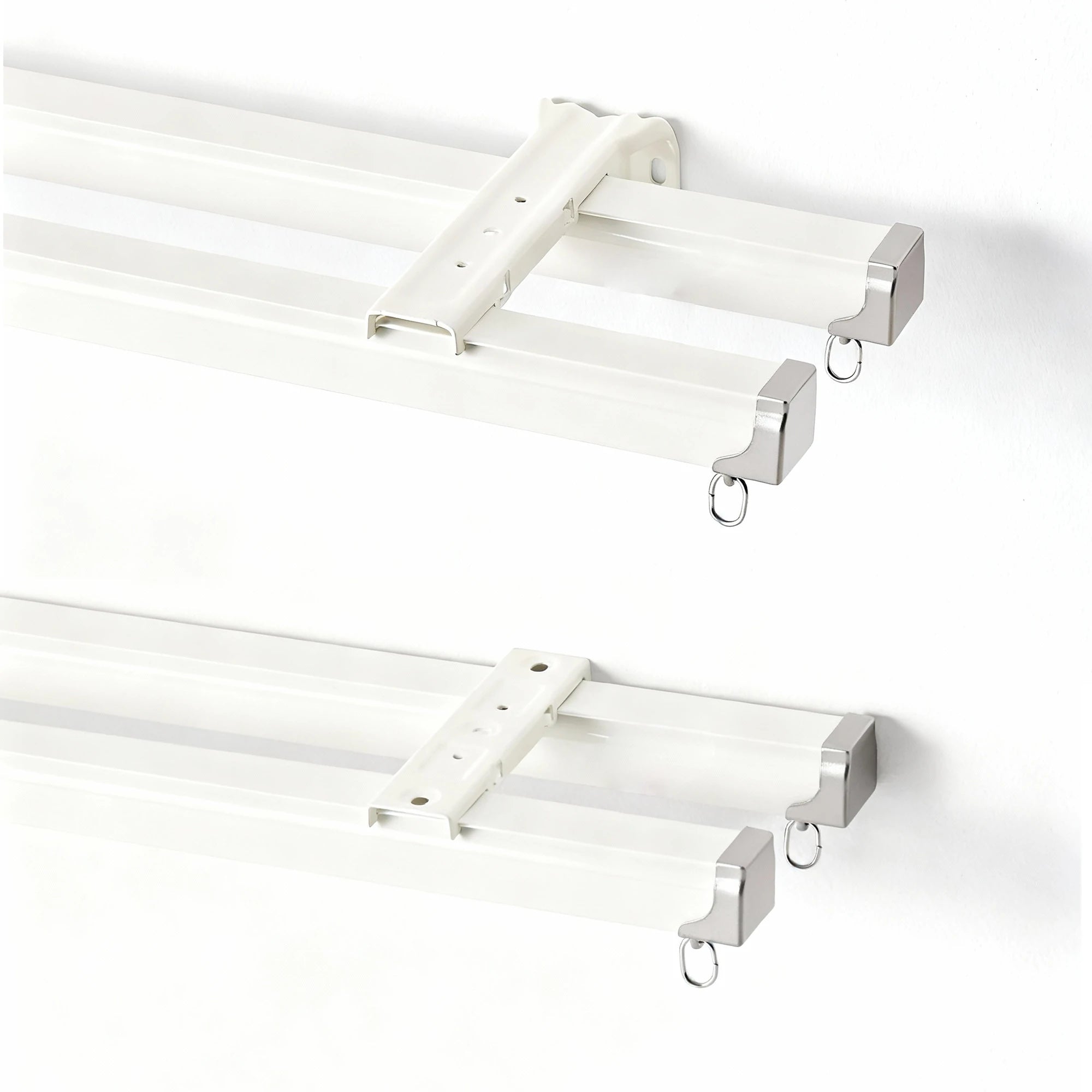 Custom Curtain White Tracks Dual Track Bars