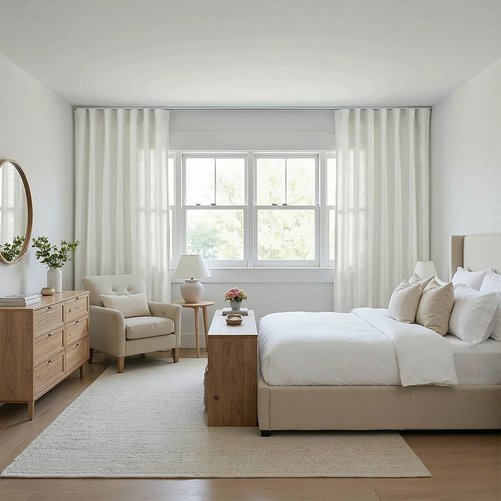 Full view of the finished custom curtain track