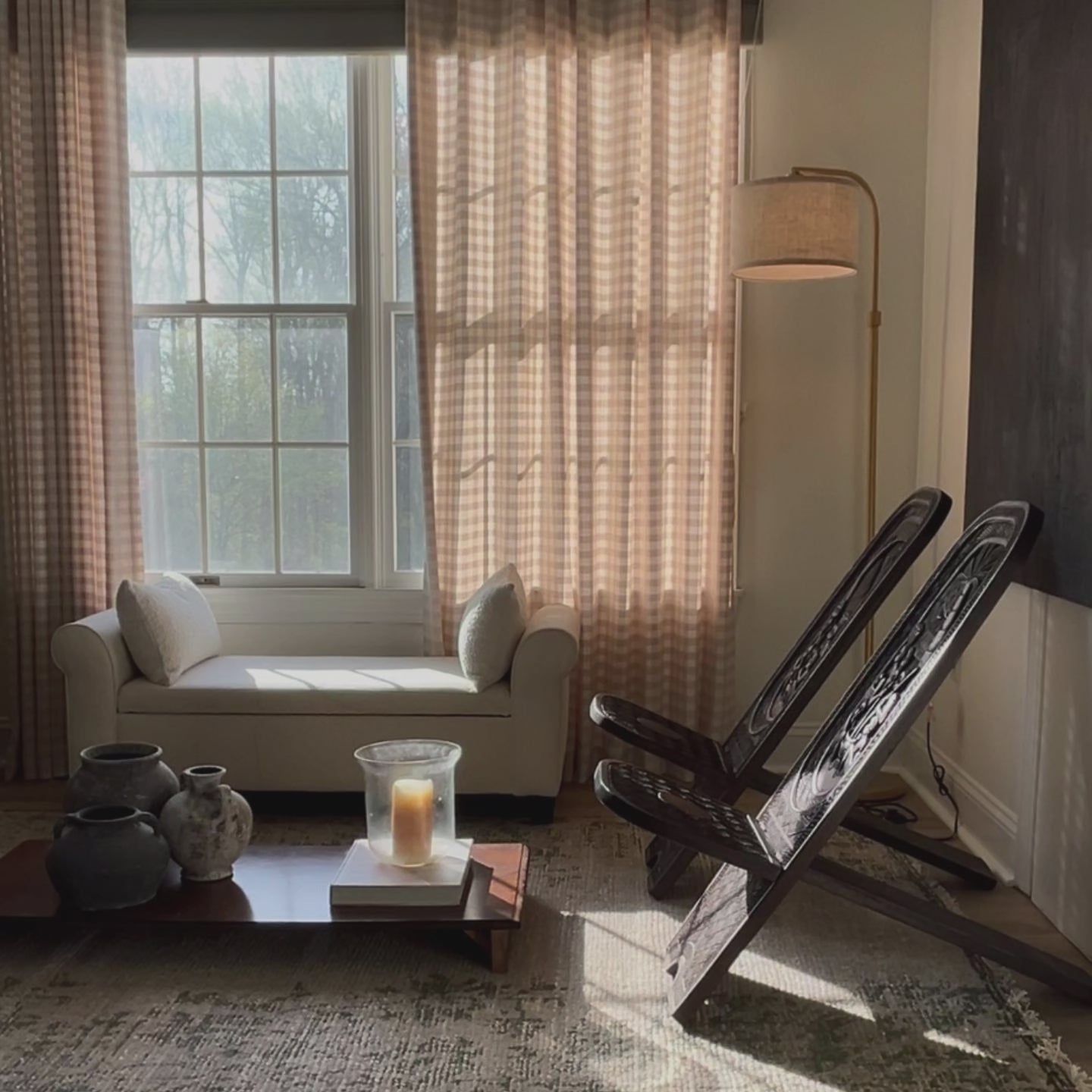Simon Plaid Linen Textured Curtains