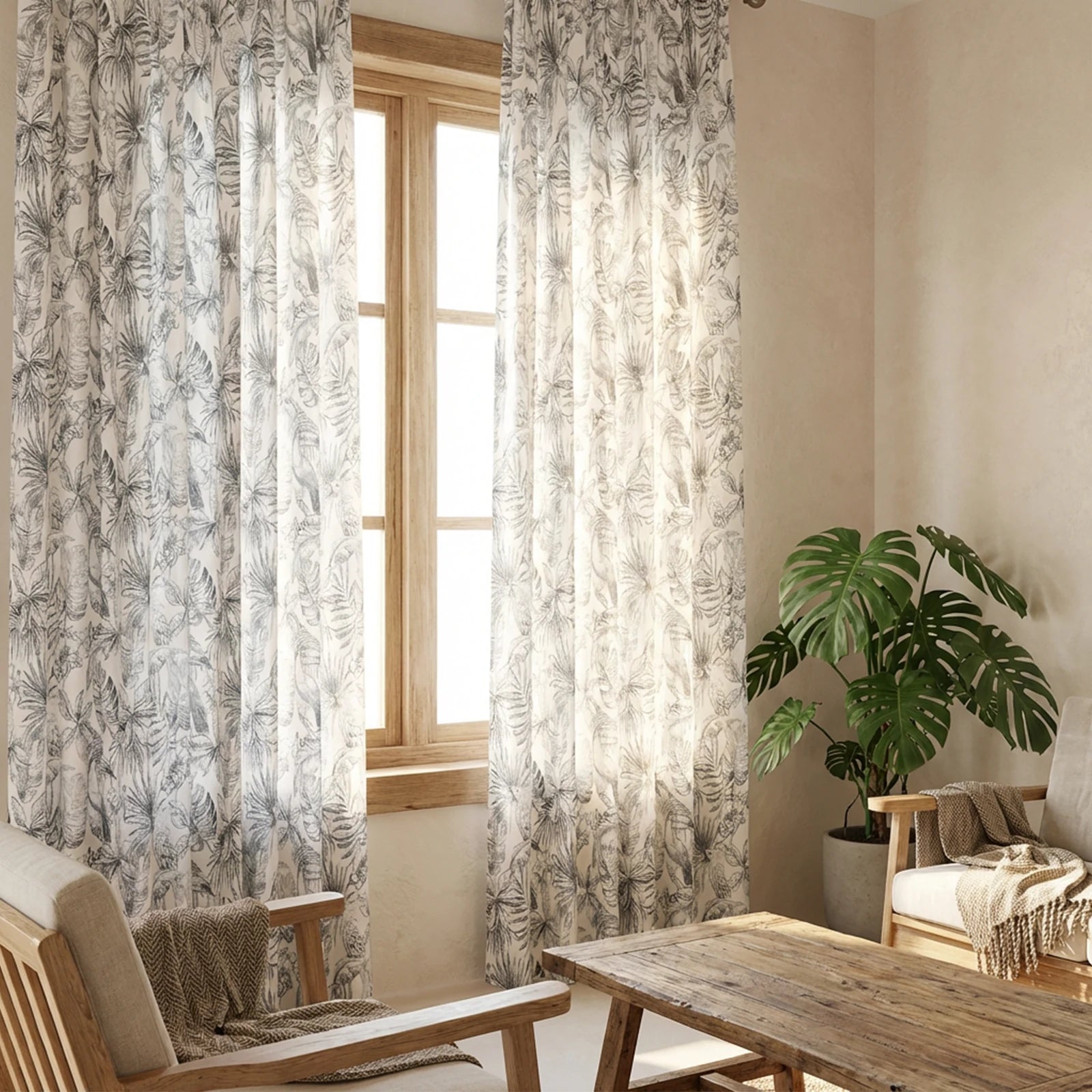 Remy Printed Bird Pattern Curtains