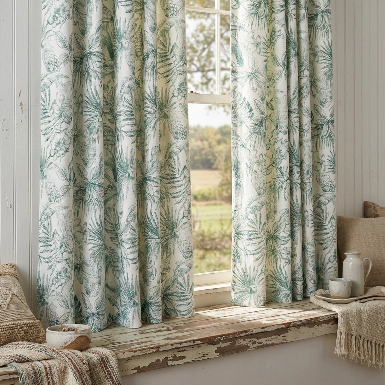 Remy Printed Bird Pattern Curtains