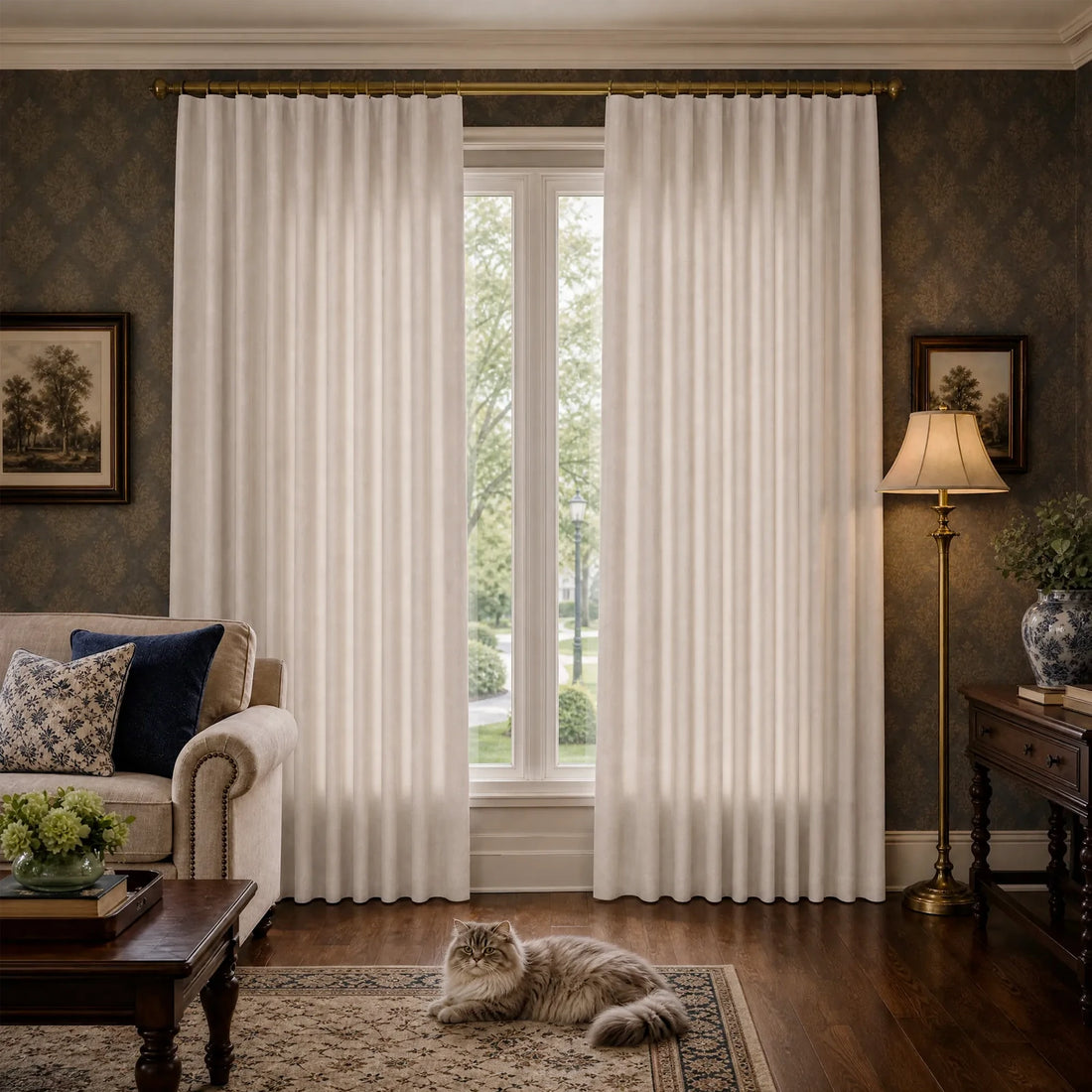 Samuel Floral Jacquard Linen Blend Sheer Curtains