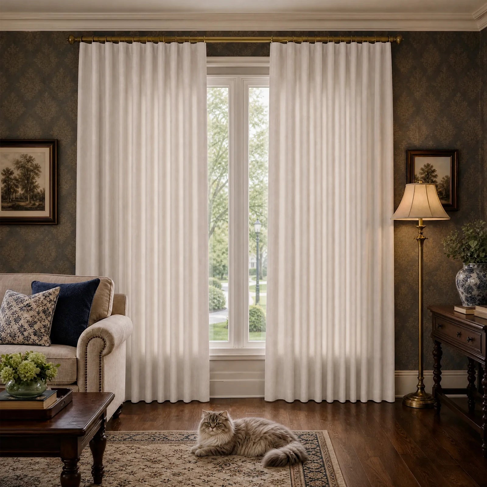 Samuel Floral Jacquard Linen Blend Sheer Curtains
