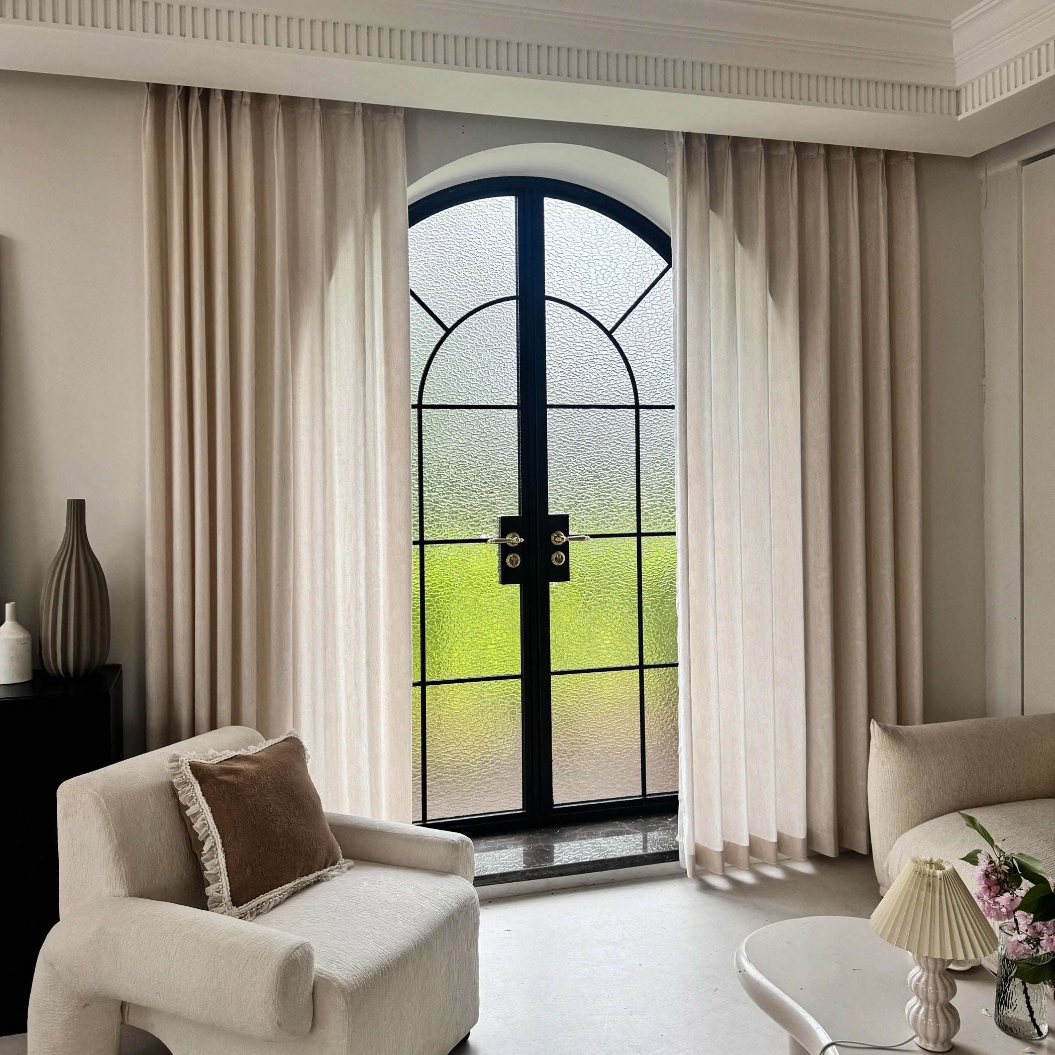 Samuel Floral Jacquard Linen Blend Sheer Curtains