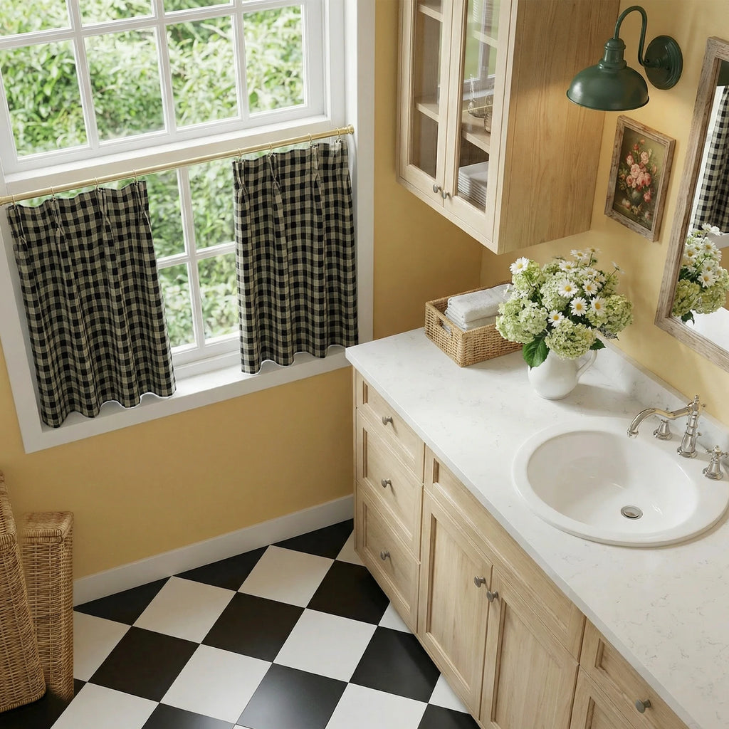 Simon Plaid Patten Cafe Curtains