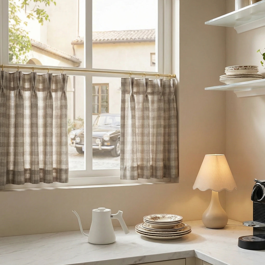 Simon Plaid Patten Cafe Curtains
