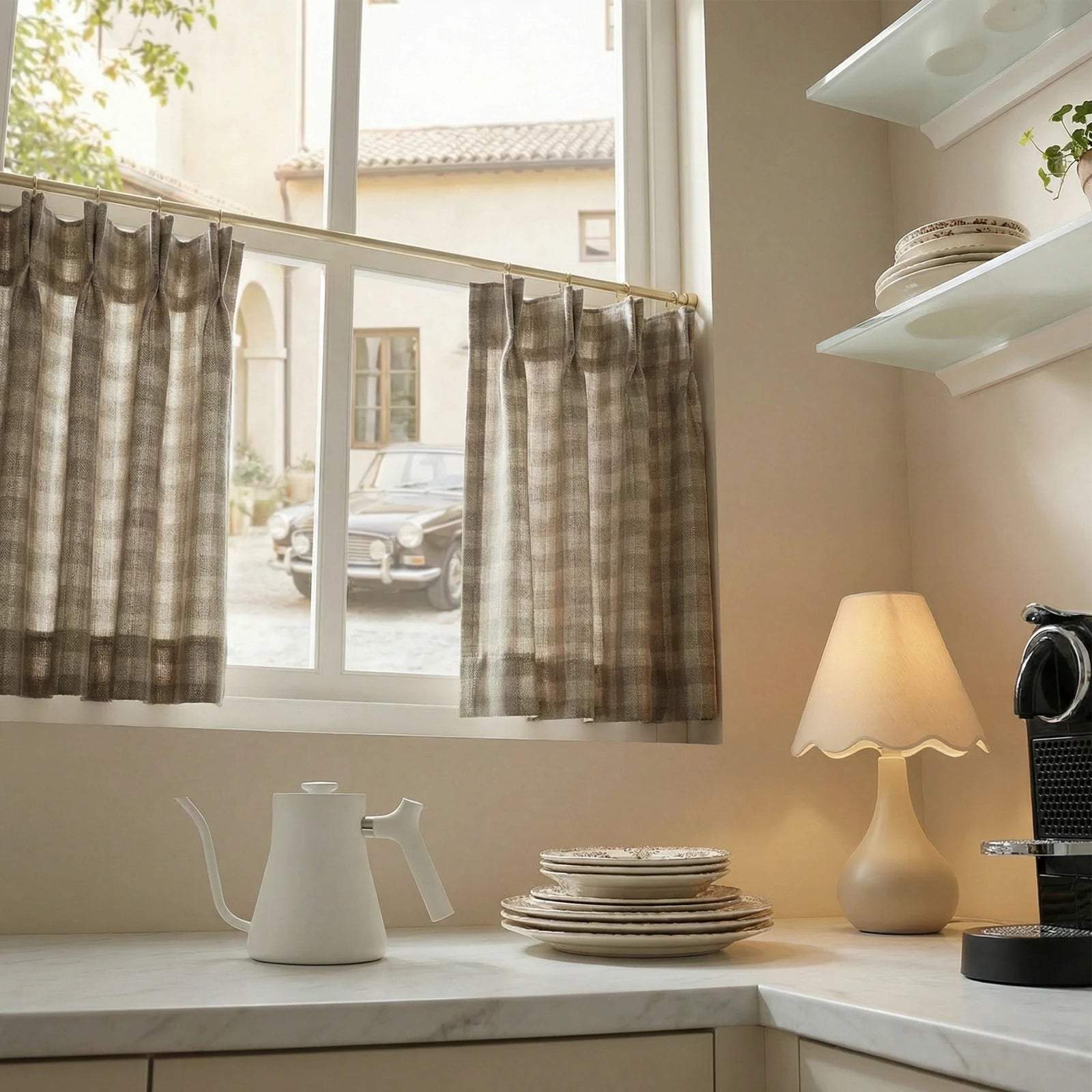 Simon Plaid Patten Cafe Curtains