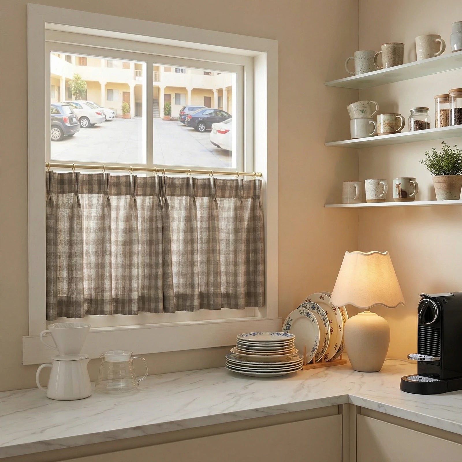 Simon Plaid Patten Cafe Curtains