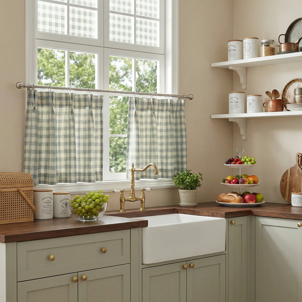Simon Plaid Patten Cafe Curtains