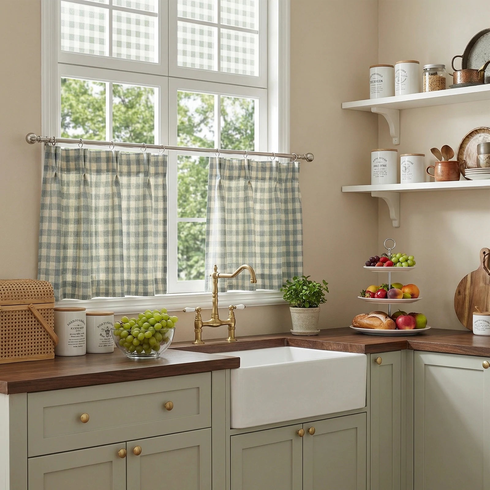 Simon Plaid Patten Cafe Curtains