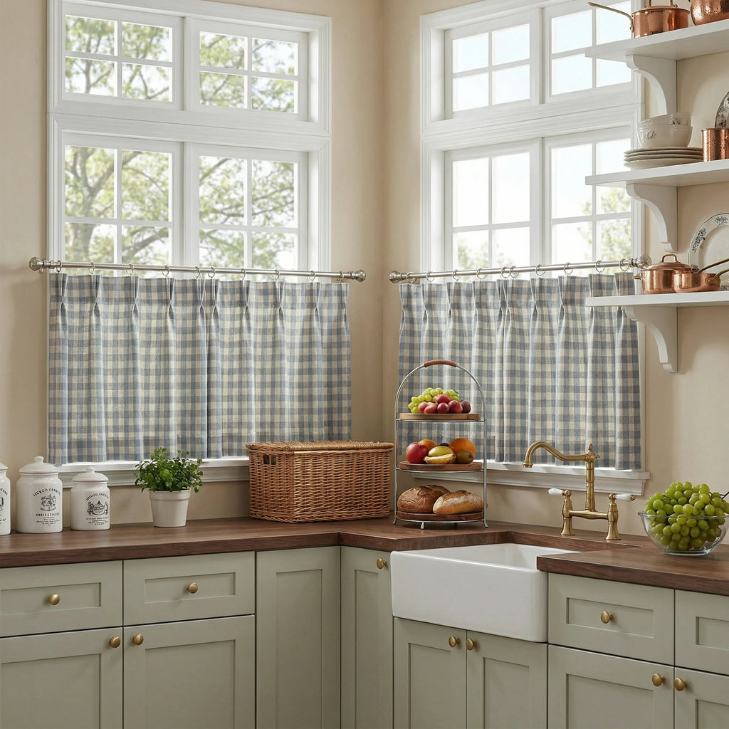 Simon Plaid Patten Cafe Curtains