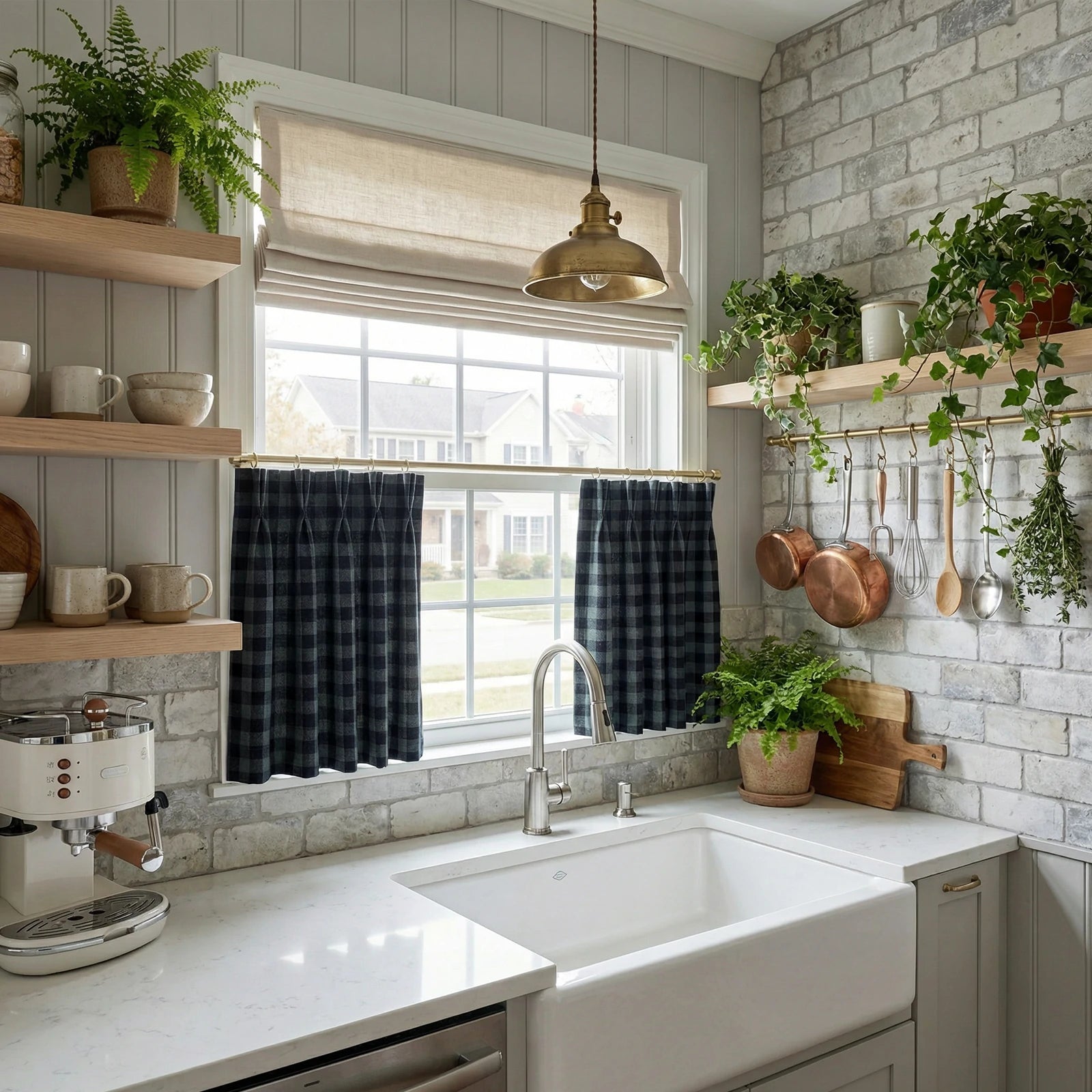 Simon Plaid Patten Cafe Curtains