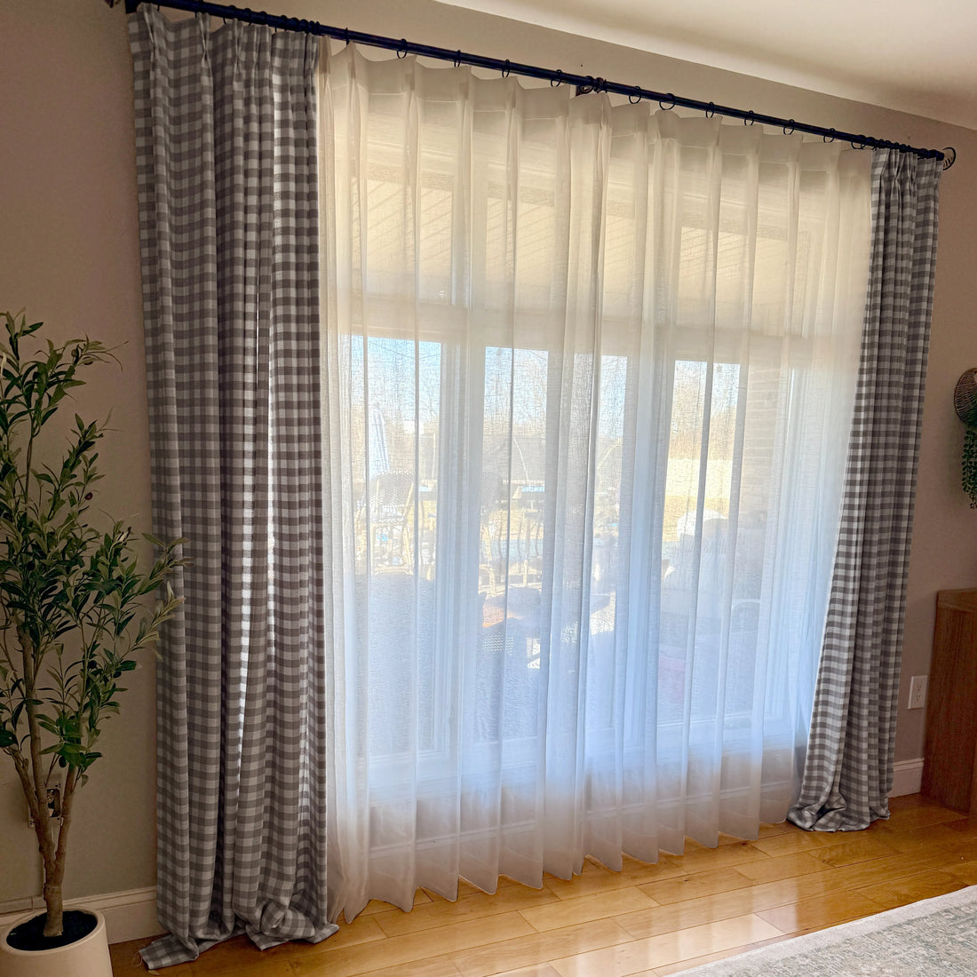 Simon Plaid Linen Textured Curtains