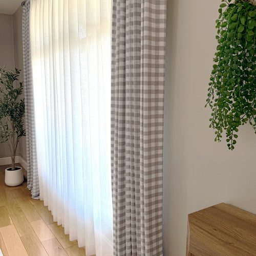 Simon Plaid Linen Textured Curtains