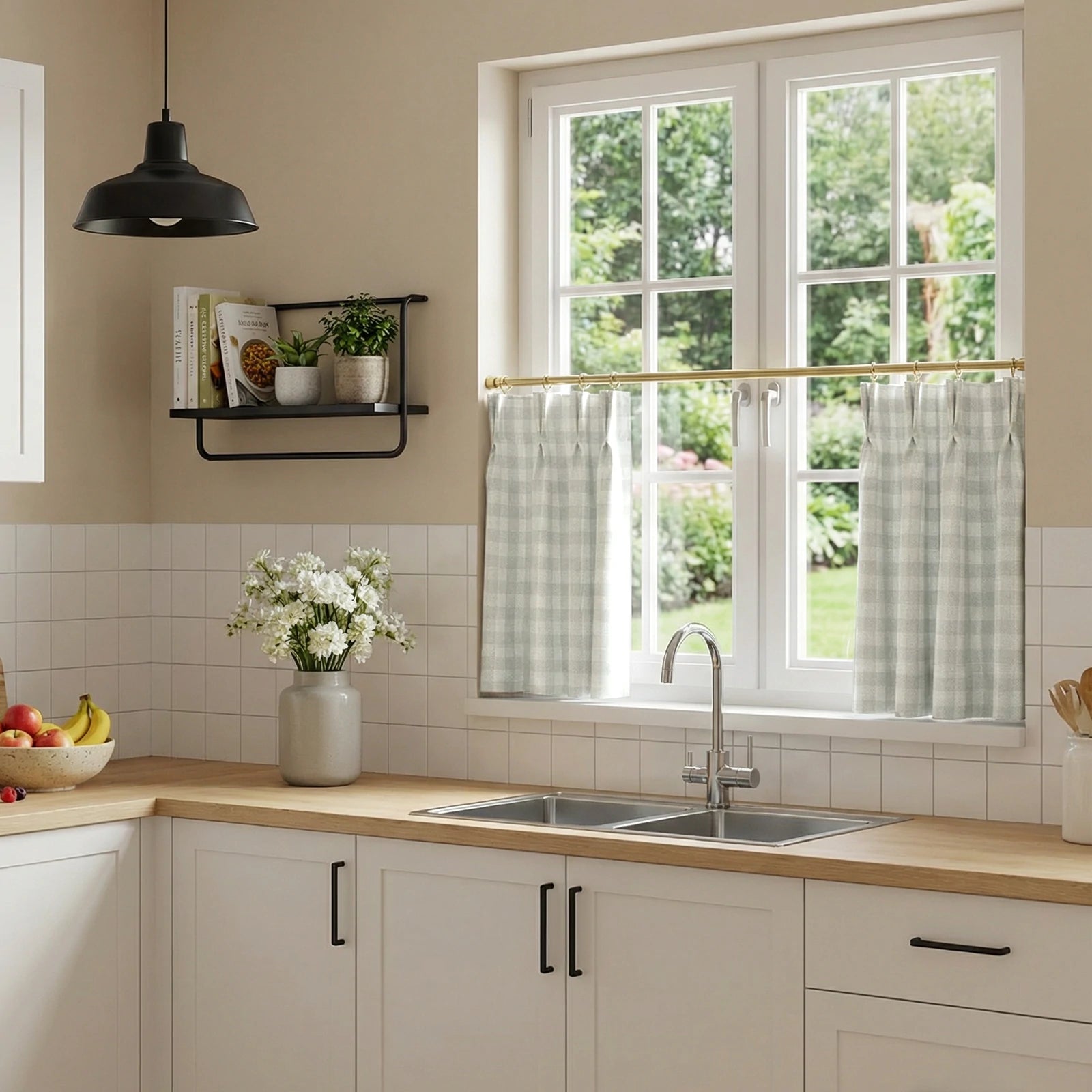 Simon Plaid Patten Cafe Curtains